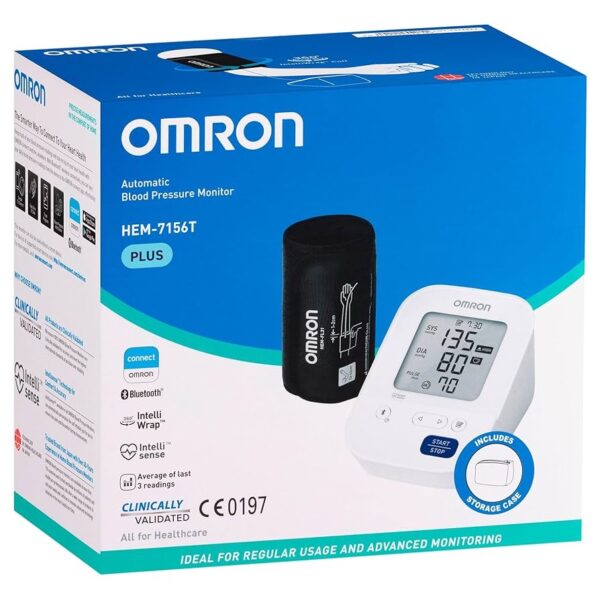 Omron HEM 7156 T Digital Blood Pressure Monitor with 360° Accuracy Intelli Wrap Cuff for All Arm Sizes Accurate Measurements and Bluetooth Connectivity